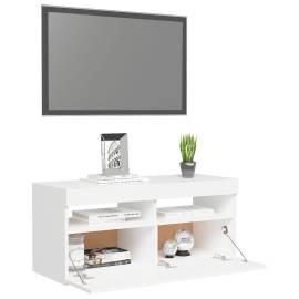 Comodă tv cu lumini led, alb, 90x35x40 cm, 6 image