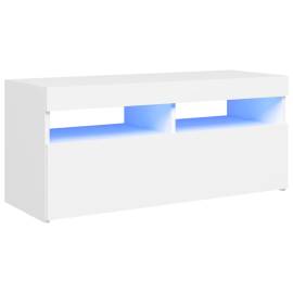 Comodă tv cu lumini led, alb, 90x35x40 cm, 2 image