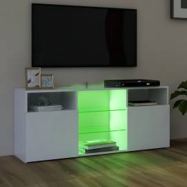 Comodă tv cu lumini led, alb extralucios, 120x30x50 cm, 4 image