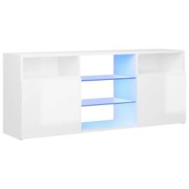 Comodă tv cu lumini led, alb extralucios, 120x30x50 cm, 2 image