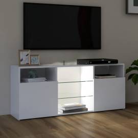 Comodă tv cu lumini led, alb extralucios, 120x30x50 cm, 5 image