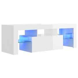 Comodă tv cu lumini led, alb extralucios, 120x35x40 cm, 2 image