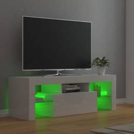 Comodă tv cu lumini led, alb extralucios, 120x35x40 cm, 6 image