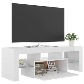 Comodă tv cu lumini led, alb extralucios, 120x35x40 cm, 4 image