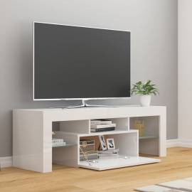 Comodă tv cu lumini led, alb extralucios, 120x35x40 cm, 3 image