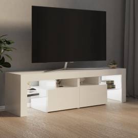 Comodă tv cu lumini led, alb extralucios, 140x35x40 cm, 3 image