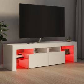 Comodă tv cu lumini led, alb extralucios, 140x35x40 cm, 5 image