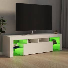 Comodă tv cu lumini led, alb extralucios, 140x35x40 cm, 4 image