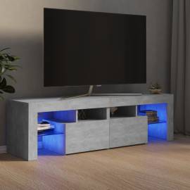Comodă tv cu lumini led, gri beton, 140x35x40 cm