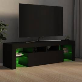 Comodă tv cu lumini led, negru, 140x35x40 cm, 4 image