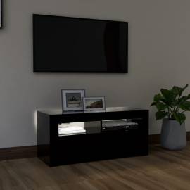 Comodă tv cu lumini led, negru, 90x35x40 cm, 3 image