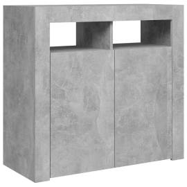 Servantă cu lumini led, gri beton, 80x35x75 cm, 7 image