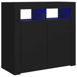 Servantă cu lumini led, negru, 80x35x75 cm, 2 image