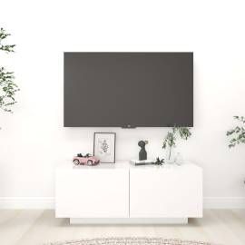 Comodă tv, alb extralucios, 100x35x40 cm, pal