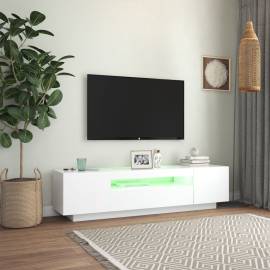 Comodă tv cu lumini led, alb, 160x35x40 cm, 5 image