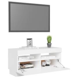 Comodă tv cu lumini led, alb, 80x35x40 cm, 6 image