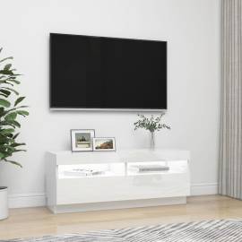 Comodă tv cu lumini led, alb extralucios, 100x35x40 cm, 6 image