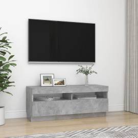 Comodă tv cu lumini led, gri beton, 100x35x40 cm, 6 image