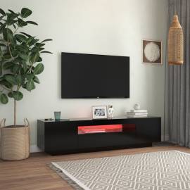 Comodă tv cu lumini led, negru, 160x35x40 cm, 4 image