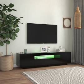 Comodă tv cu lumini led, negru, 160x35x40 cm, 3 image
