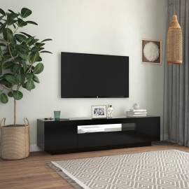 Comodă tv cu lumini led, negru, 160x35x40 cm, 5 image
