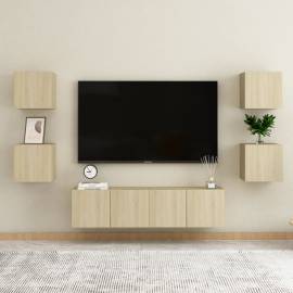 Dulapuri tv montaj pe perete 2 buc. stejar sonoma 30,5x30x30 cm, 6 image