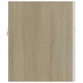 Dulap de chiuvetă, alb și stejar sonoma, 90x38,5x46 cm, pal, 6 image