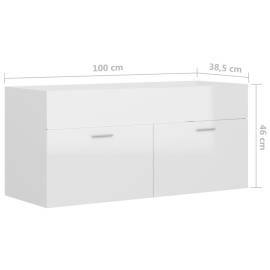 Dulap de chiuvetă, alb extralucios, 100x38,5x46 cm, pal, 8 image