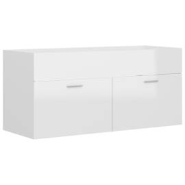 Dulap de chiuvetă, alb extralucios, 100x38,5x46 cm, pal, 2 image