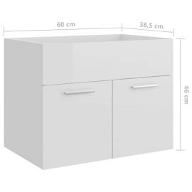 Dulap de chiuvetă, alb extralucios, 60x38,5x46 cm, pal, 8 image