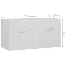 Dulap de chiuvetă, alb extralucios, 90x38,5x46 cm, pal, 8 image
