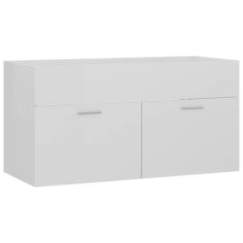 Dulap de chiuvetă, alb extralucios, 90x38,5x46 cm, pal, 2 image