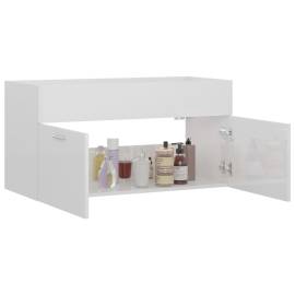 Dulap de chiuvetă, alb extralucios, 90x38,5x46 cm, pal, 4 image