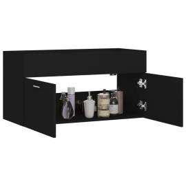 Dulap de chiuvetă, negru, 90x38,5x46 cm, pal, 4 image