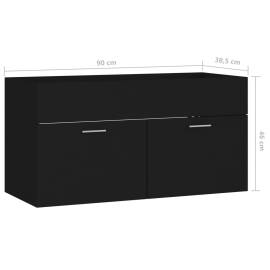Dulap de chiuvetă, negru, 90x38,5x46 cm, pal, 8 image