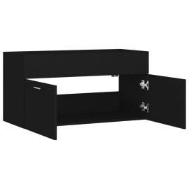 Dulap de chiuvetă, negru, 90x38,5x46 cm, pal, 7 image