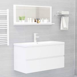 Oglindă de baie, alb extralucios, 90 x 10,5 x 37 cm, pal, 4 image