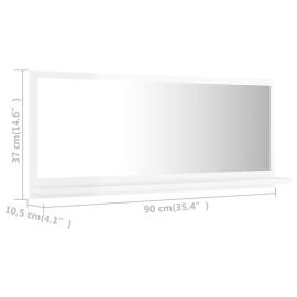 Oglindă de baie, alb extralucios, 90 x 10,5 x 37 cm, pal, 7 image