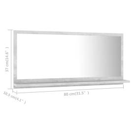 Oglindă de baie, gri beton, 80 x 10,5 x 37 cm, pal, 7 image