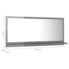 Oglindă de baie, gri extralucios, 80 x 10,5 x 37 cm, pal, 7 image