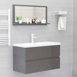 Oglindă de baie, gri extralucios, 80 x 10,5 x 37 cm, pal, 4 image