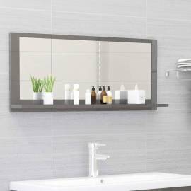 Oglindă de baie, gri extralucios, 90 x 10,5 x 37 cm, pal