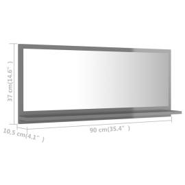 Oglindă de baie, gri extralucios, 90 x 10,5 x 37 cm, pal, 7 image