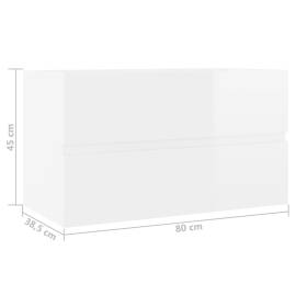 Dulap de chiuvetă, alb extralucios, 80x38,5x45 cm, pal, 7 image