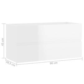 Dulap de chiuvetă, alb extralucios, 90x38,5x45 cm, pal, 7 image