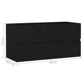 Dulap de chiuvetă, negru, 90x38,5x45 cm, pal, 7 image