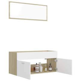 Set mobilier baie, 2 piese, alb și stejar sonoma, pal, 4 image