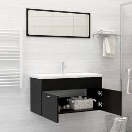 Set mobilier de baie, 2 buc., negru, pal, 3 image