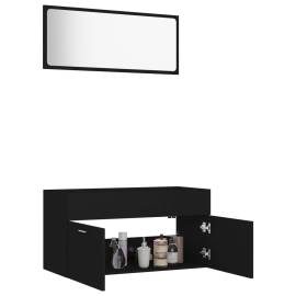 Set mobilier de baie, 2 buc., negru, pal, 4 image