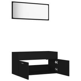 Set mobilier de baie, 2 buc., negru, pal, 6 image